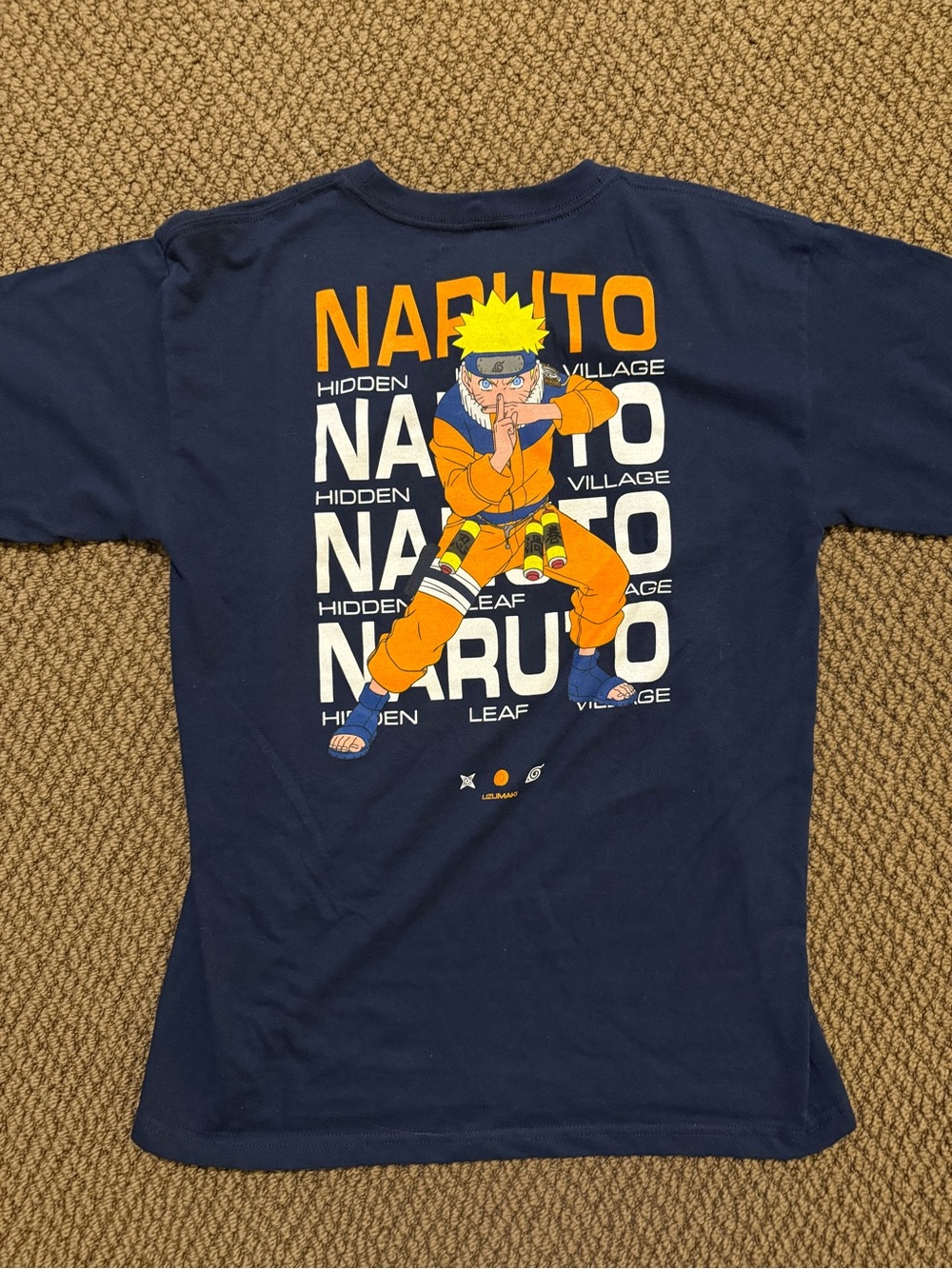 Naruto Graphic Tee in Navy with Orange Character Print